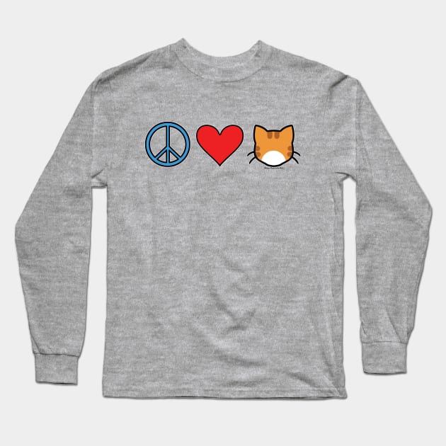 Peace Love Cats - Orange n White Long Sleeve T-Shirt by MissOstrich